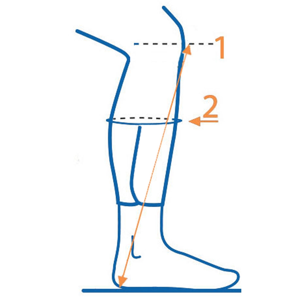 Measuring riding boots from the kneecap to the heel
