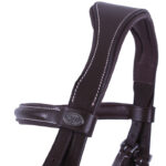 Detail headpiece QHP bridle Luxury Stitched dark brown