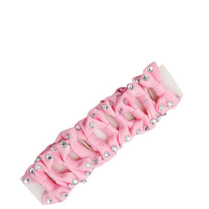 Nœuds Tressés Cheval Rouge Strass Rose