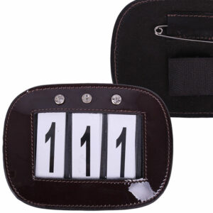 QHP number holder starting number brown patent leather