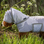 Nahaufnahme des Halsstücks Crafty Ponies Fliegendecke mit Maske