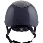 BR paardrijcap Theta Plus Dazzling Glamourous Glossy achterzijde Navy/Gunmetal