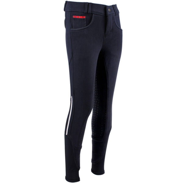 QHP Rijbroek Coco Siliconen Zitvlak Kids Navy/Wit/Rood