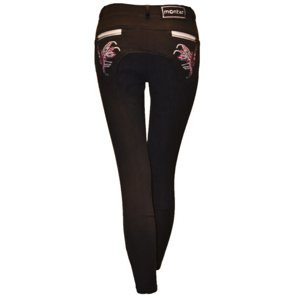 Montar Rijbroek Borduursel Full Kids Zwart/Pink - Afbeelding 2