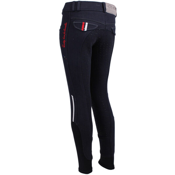 QHP Rijbroek Coco Siliconen Zitvlak Kids Navy/Wit/Rood - Afbeelding 2