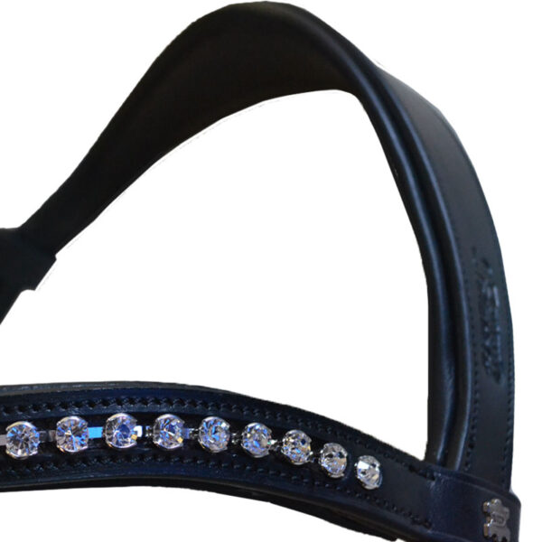 Dobert Hoofdstel Stallmeister Anatomisch Met Bituitsparing Lak Swarovski Zwart/Wit - Afbeelding 2