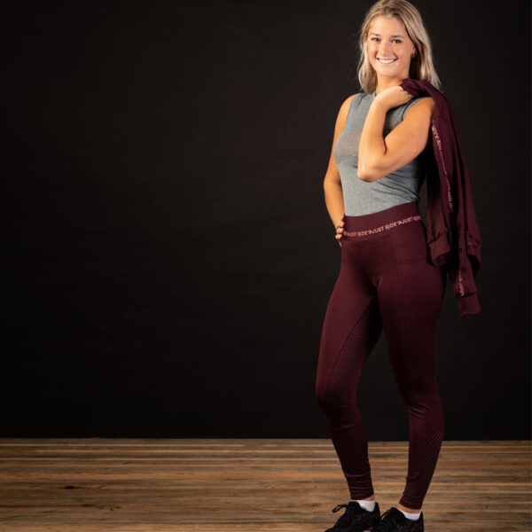 Harry's Horse Equitights Just Ride Rosegold Full Grip Burgundy - Afbeelding 3