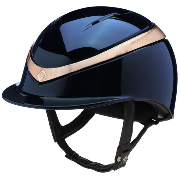 Charles Owen Halo Glossy navy rosegoud
