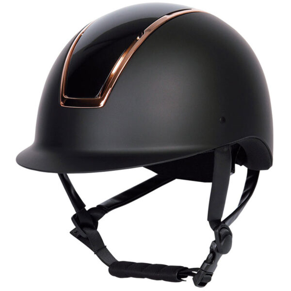 Harry's Horse veiligheidscap Regal Glossy zwart rosegoud zijaanzicht