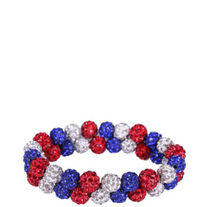 QHP knotband Strass rood/wit/blauw