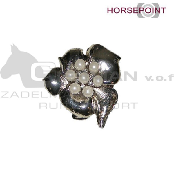 Horsepoint Plastronspeld Parel Bloem Zilver
