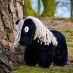 Lifestyle foto zwarte Crafty Pony met witte manen