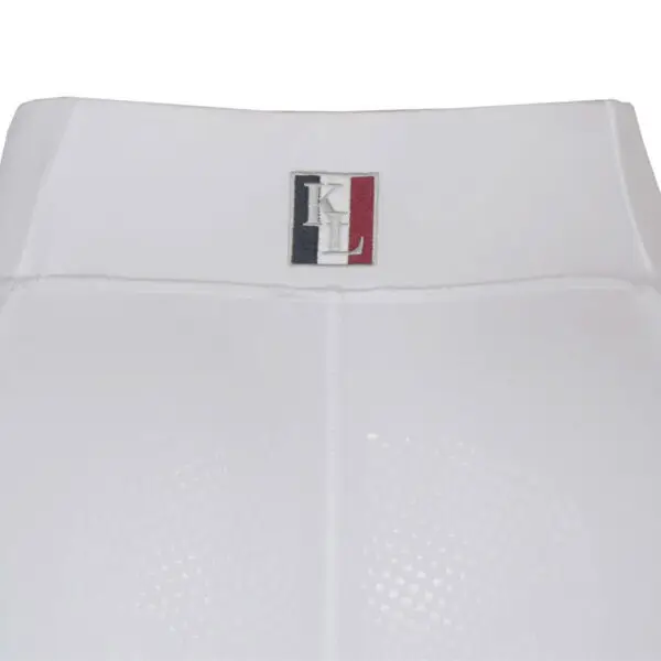 Detail logo Kingsland rijlegging Katinka Classic Full Grip wit