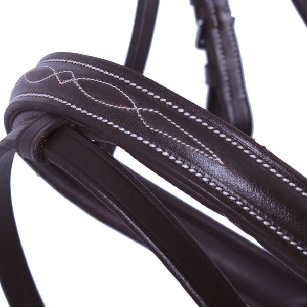 Neusriem hoofdstel QHP Luxury Stitched donkerbruin