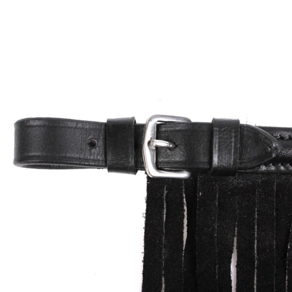 Detail sluiting QHP leren vliegenfrontriem