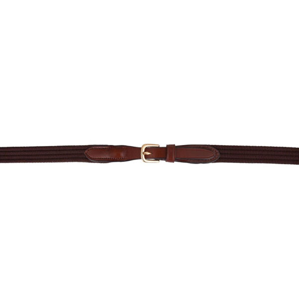 BR Linnen Teugel Ronde Gesp, Blinde Sluiting, 19 mm Tobacco/Goud - Afbeelding 2