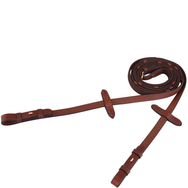 BR Linnen Teugel Ronde Gesp, Blinde Sluiting, 19 mm Tobacco/Goud - Afbeelding 3