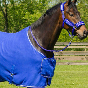 QHP fleecedeken Ornament Kobaltblauw