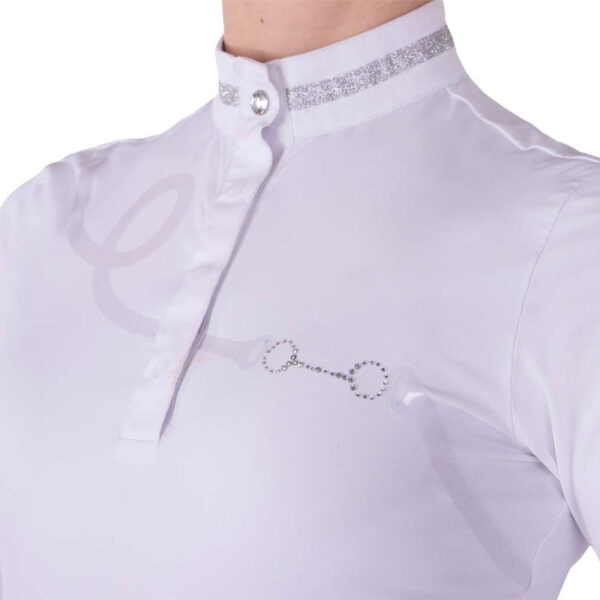 Detail kraag showshirt QHP Fenna wit