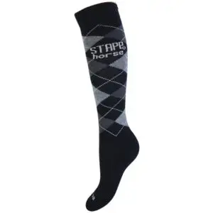Geruite Paardrijsokken Stapp Horse Nero Zwart Grijs