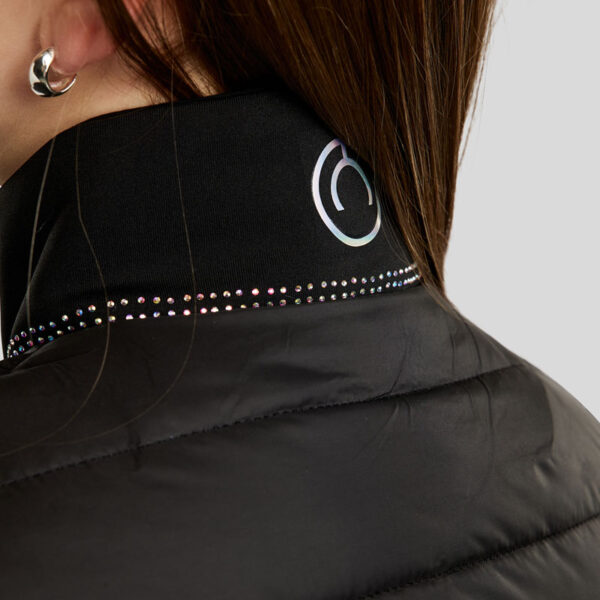 Detail kraag bodywarmer Montar MoCha Zwart