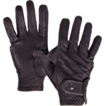 QHP handschoenen Leather Pro Zwart