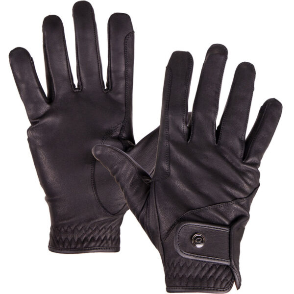 QHP handschoenen Leather Pro Zwart