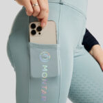 Leggings d'équitation Montar MoCha Full Grip Kids Stone Blue poche téléphone
