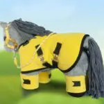 Achterzijde sfeerfot Crafty Ponies deken set Geel