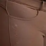 Detail zakken rijbroek Montar Megan Full Grip Curve bruin