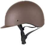 Veiligheidscap Harry's Horse Pro F2 Matt Crystal Bruin/Goud zijaanzicht