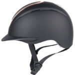 Zijkant Harry's Horse Mont Denali II veiligheidscap Zwart/Rosegoud