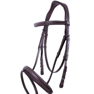 QHP Luxury Stitched hoofdstel donkerbruin