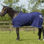 Zijaanzicht QHP deken Ornament navy/zilver