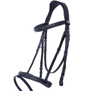 Hoofdstel QHP Luxury Stitched zwart