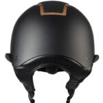 Achterzijde Horka paardrijcap Gaudi Mat Zwart/Rosegoud