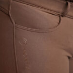 Detail zakken rijbroek Montar Megan Full Grip Curve bruin