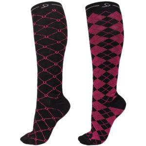 Paardrijsokken QHP Classic Hot Pink 2 paar
