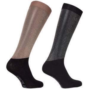 Show Socks Kingsland KLLea Glitter Brown Iron/Zwart 2-pack