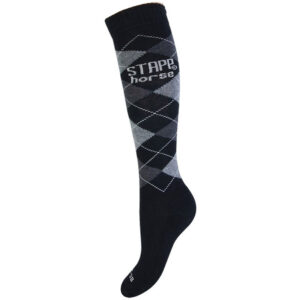 Geruite Paardrijsokken Stapp Horse Nero Zwart Grijs