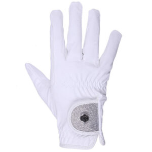 Paardrijhandschoenen QHP Glitz wit bovenzijde