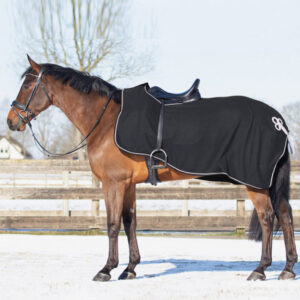 QHP uitrijdeken Ornament fleece zwart/zilver