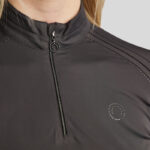 Detail plooi schouder en logo Shirt Montar MoPearl Pintuck Slate Grey