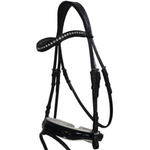 Dobert Hoofdstel Stallmeister Anatomisch Met Bituitsparing Lak Swarovski Zwart/Wit