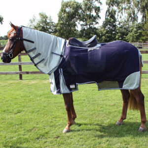QHP Vliegenuitrijdeken Met Nek Blauw