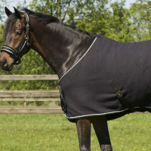 Deken QHP Fleece Ornament zwart/zilver vooraanzicht