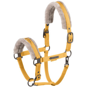 Eskadron Halter Fausse Fourrure Platine Jaune Doré