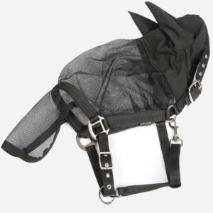 Harry's Hore halster met vliegenkap zwart zijaanzicht
