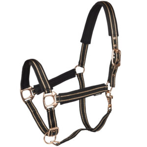 Horka halster Deluxe zwart/rosegoud