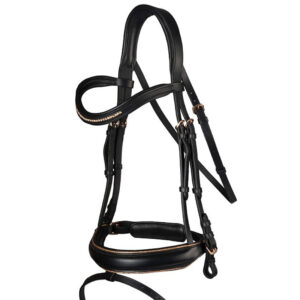 Horka hoofdstel Deluxe zwart/rosegoud